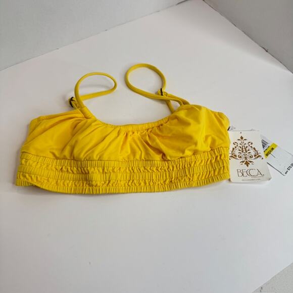 BECCA Women's Medium Cinched Adjustable Bikini Top Banana Swimwear Separates - Picture 5 of 10